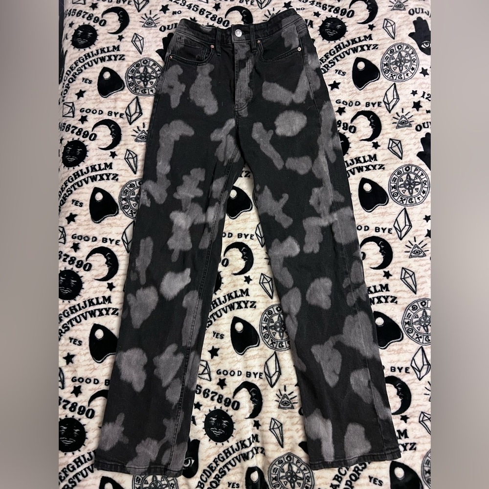 Target Wild Fable high rise straight leg tie dye jeans black & grey | size 2